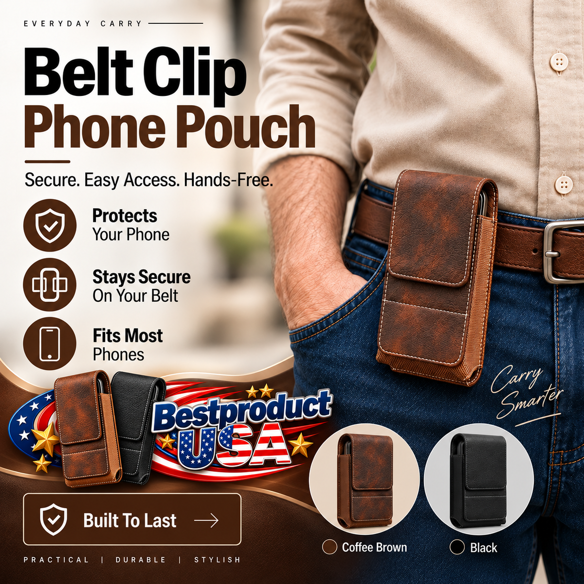 💥LAST DAY SALE 50%OFF📱Waist Belt Cell Phone Pouch - Multi-Pocket Leather Holster with Card Holder