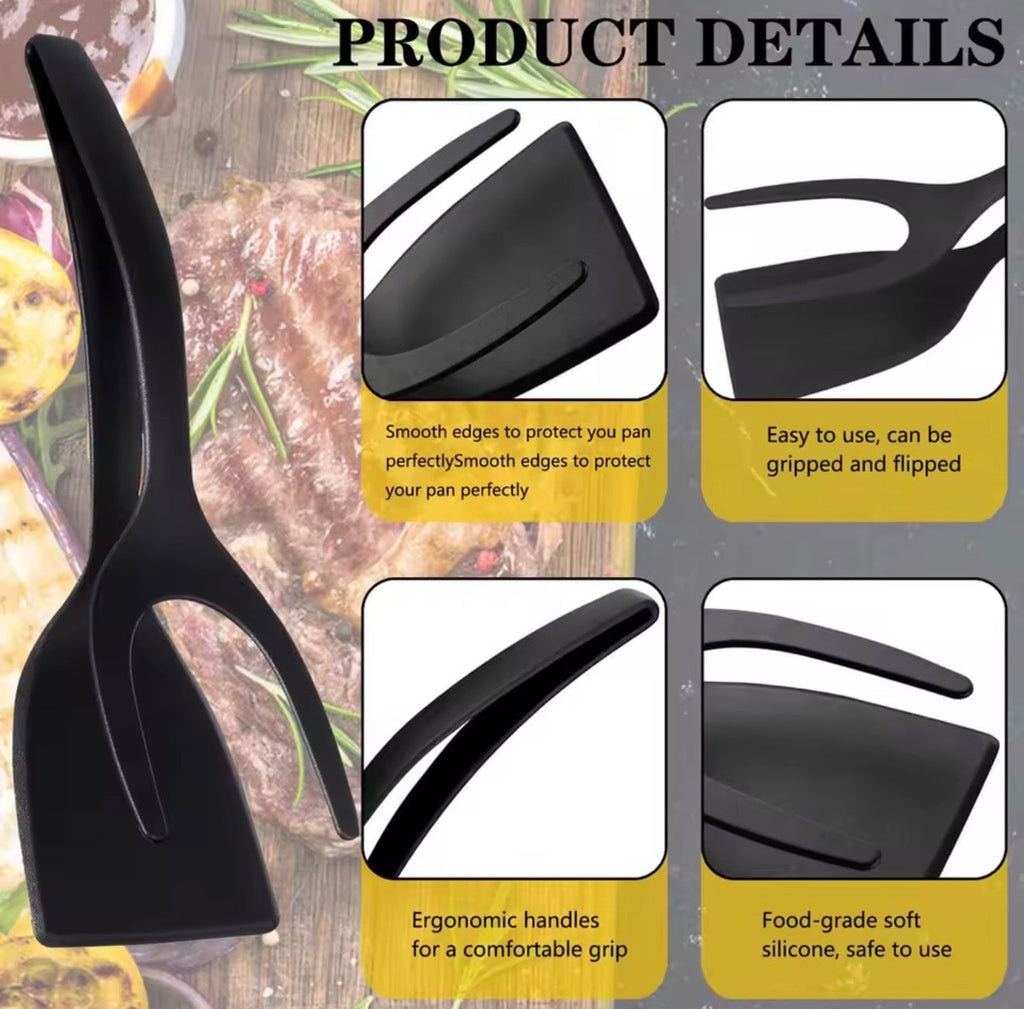 🔥2-in-1 Flip Spatula Tongs – Cook Faster with Less Mess