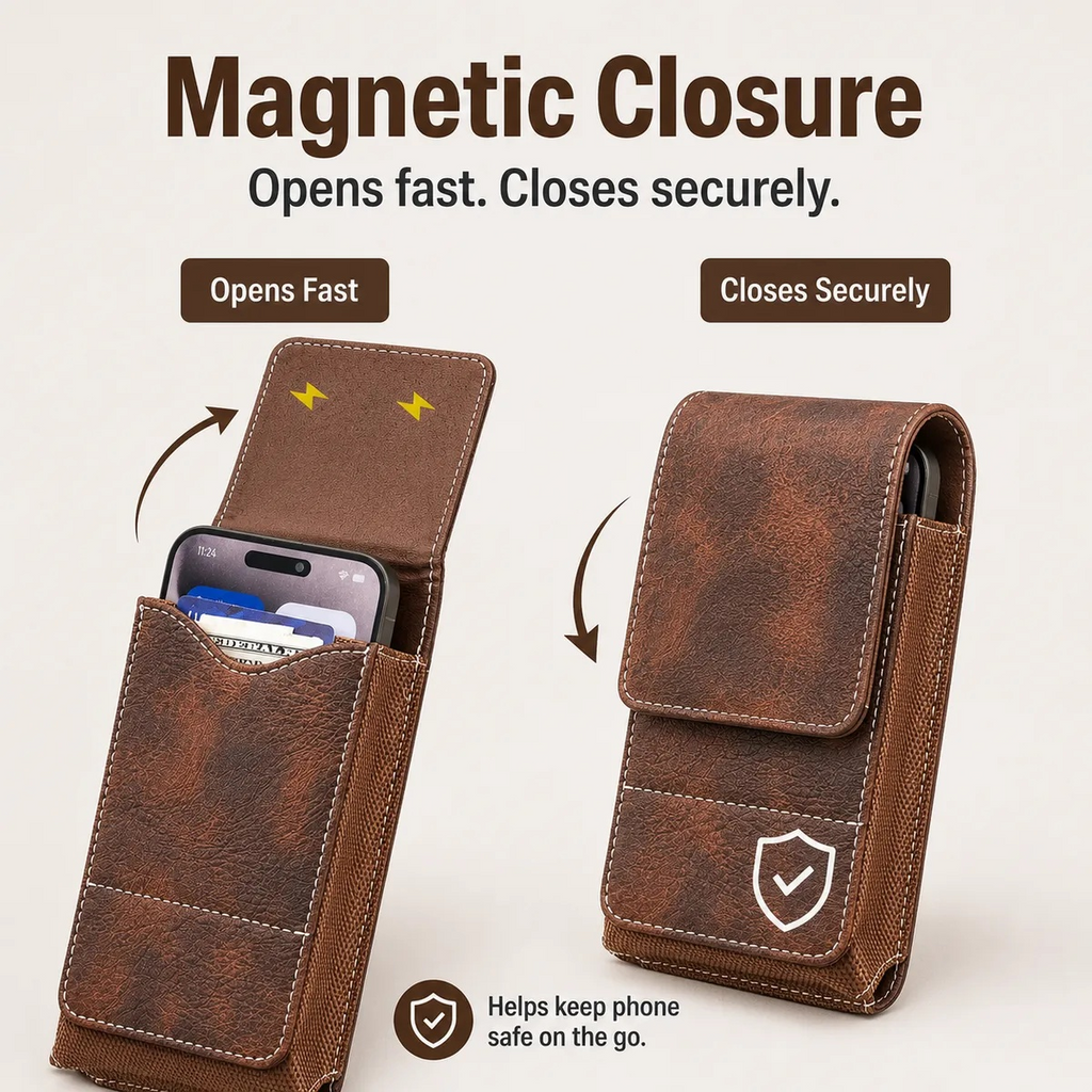 💥LAST DAY SALE 50%OFF📱Waist Belt Cell Phone Pouch - Multi-Pocket Leather Holster with Card Holder
