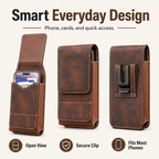 💥LAST DAY SALE 50%OFF📱Waist Belt Cell Phone Pouch - Multi-Pocket Leather Holster with Card Holder