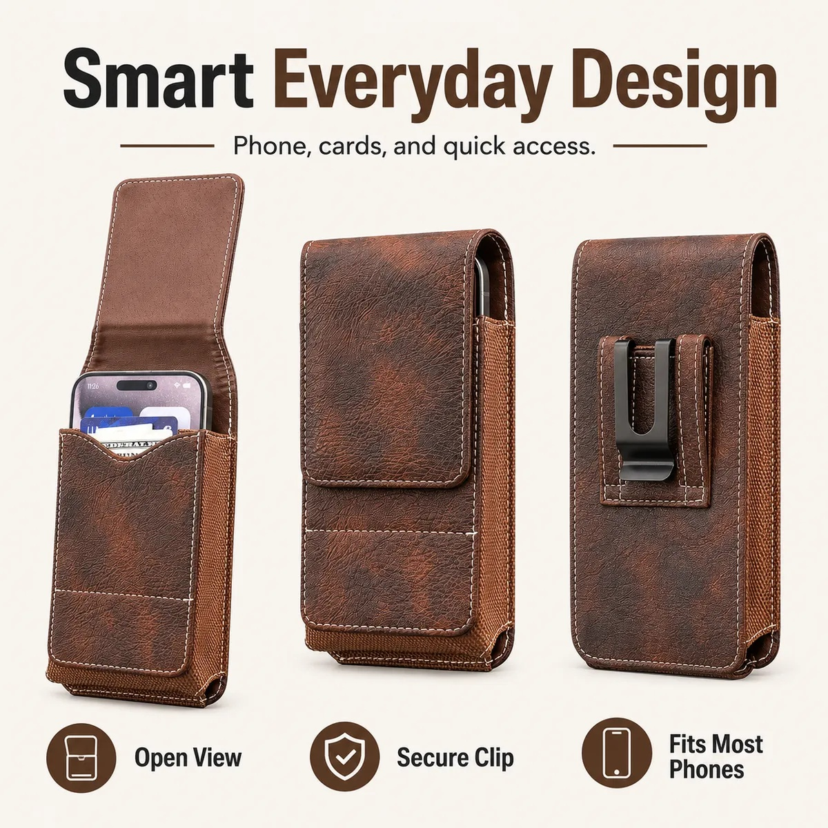 💥LAST DAY SALE 50%OFF📱Waist Belt Cell Phone Pouch - Multi-Pocket Leather Holster with Card Holder