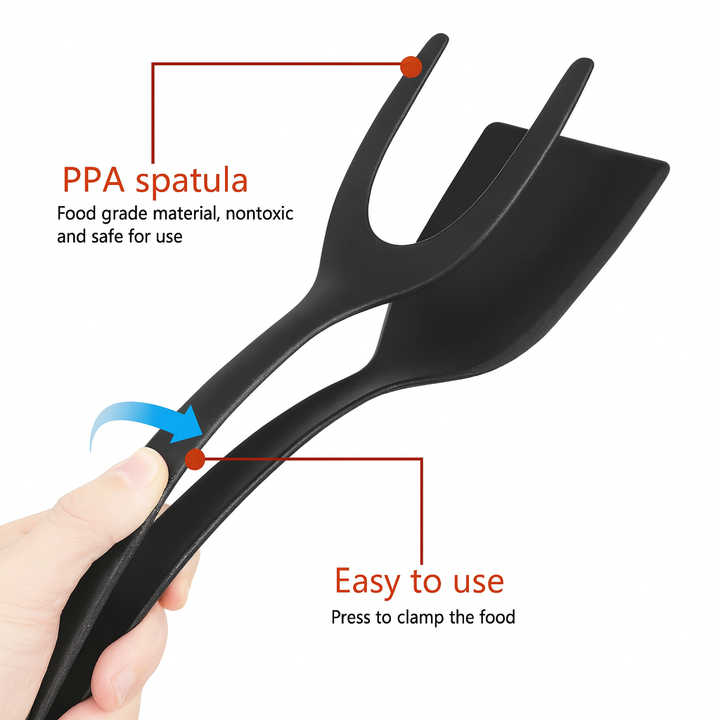 🔥2-in-1 Flip Spatula Tongs – Cook Faster with Less Mess