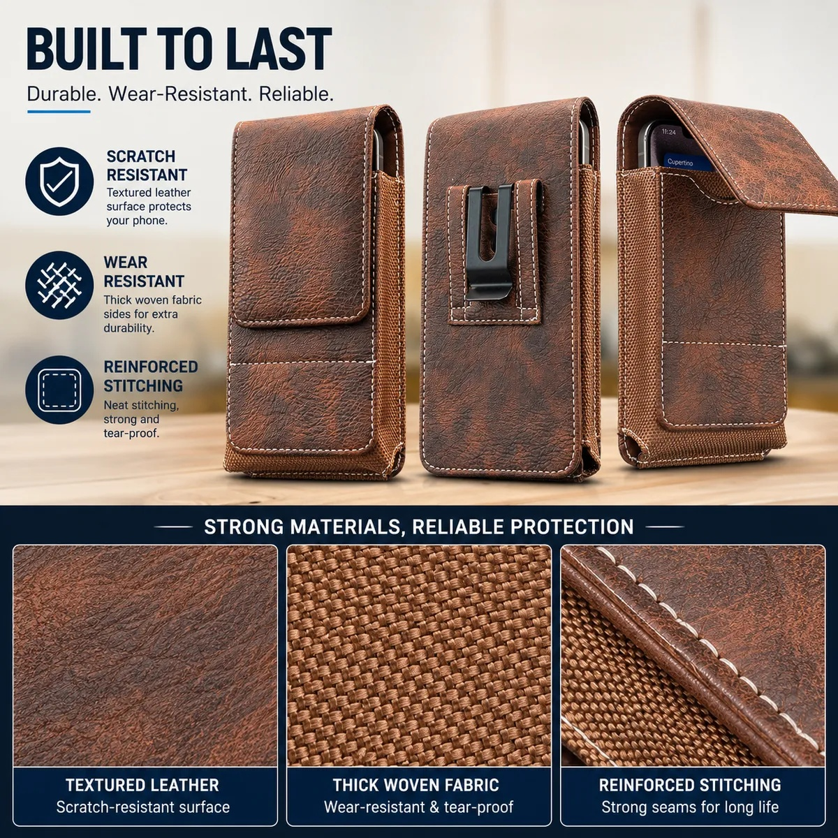 💥LAST DAY SALE 50%OFF📱Waist Belt Cell Phone Pouch - Multi-Pocket Leather Holster with Card Holder