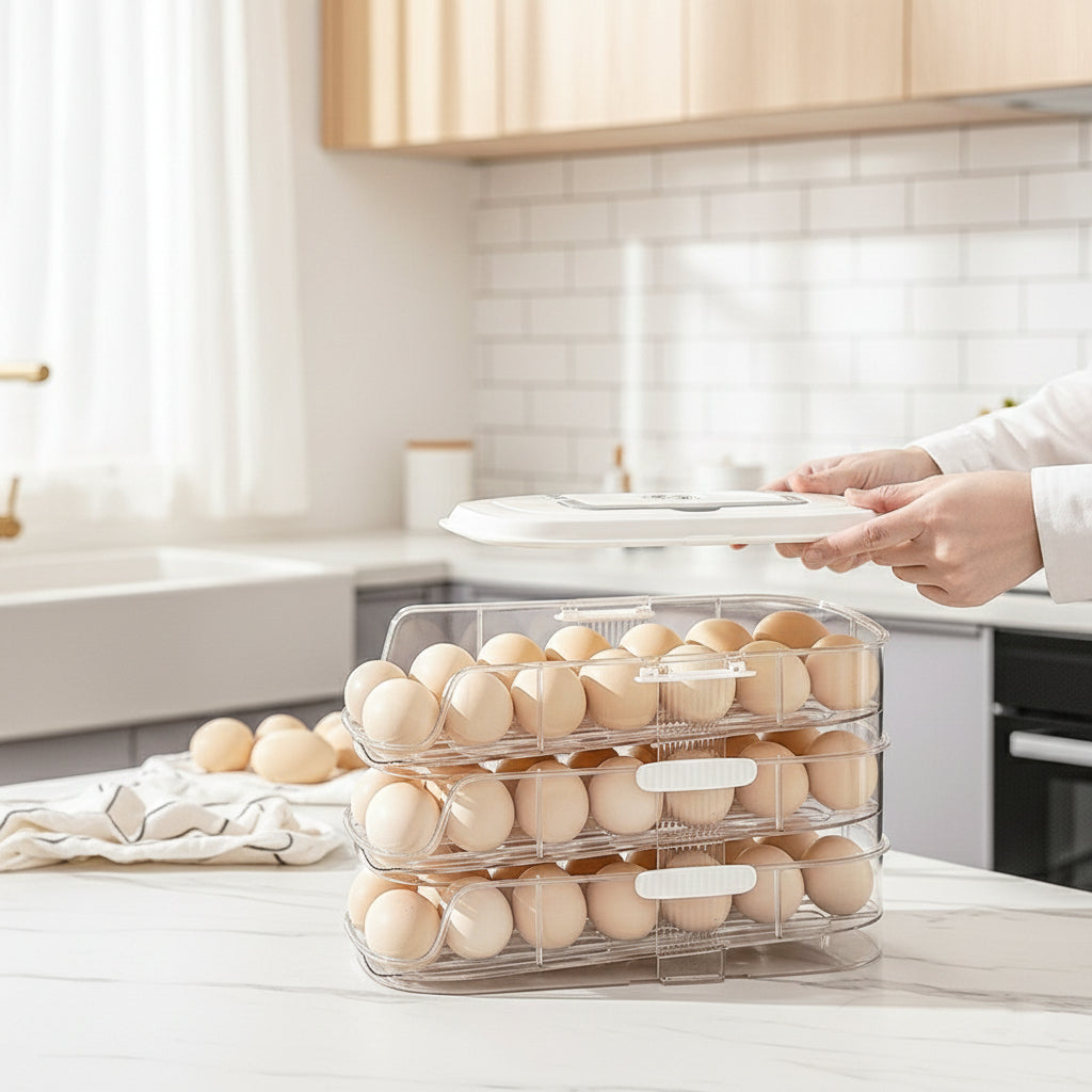 Automatic Rolling Egg Dispenser with Freshness Timer
