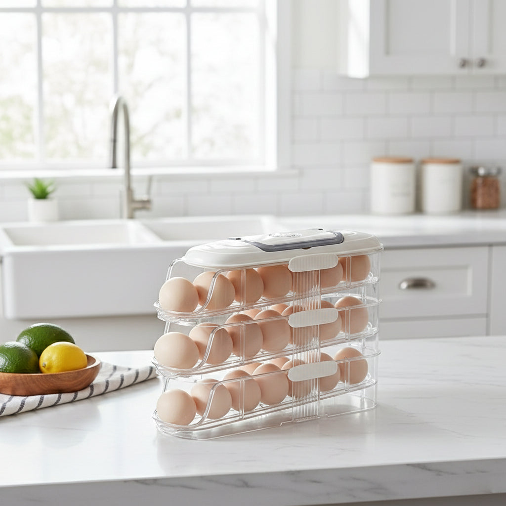Automatic Rolling Egg Dispenser with Freshness Timer