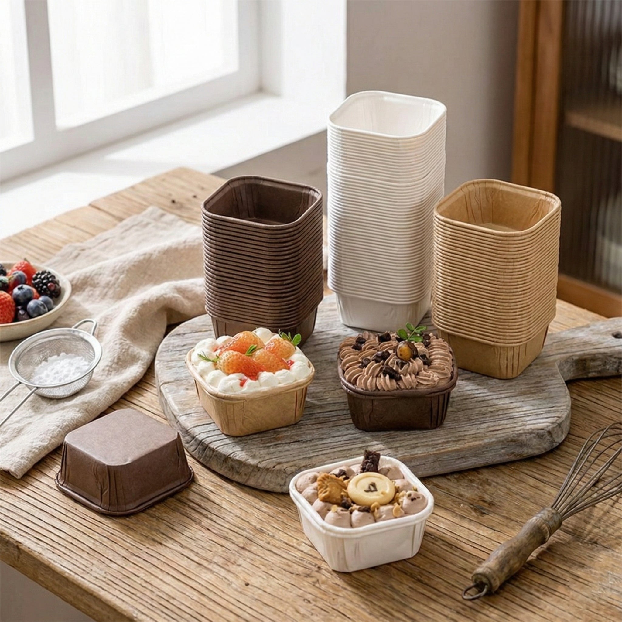 Oven-Safe Square Baking Paper Cups