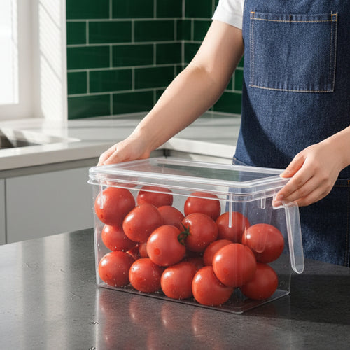 Clear Refrigerator Organizer Bin with Handle