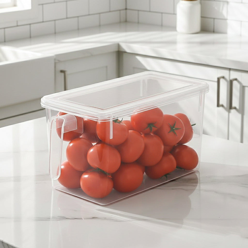 Clear Refrigerator Organizer Bin with Handle
