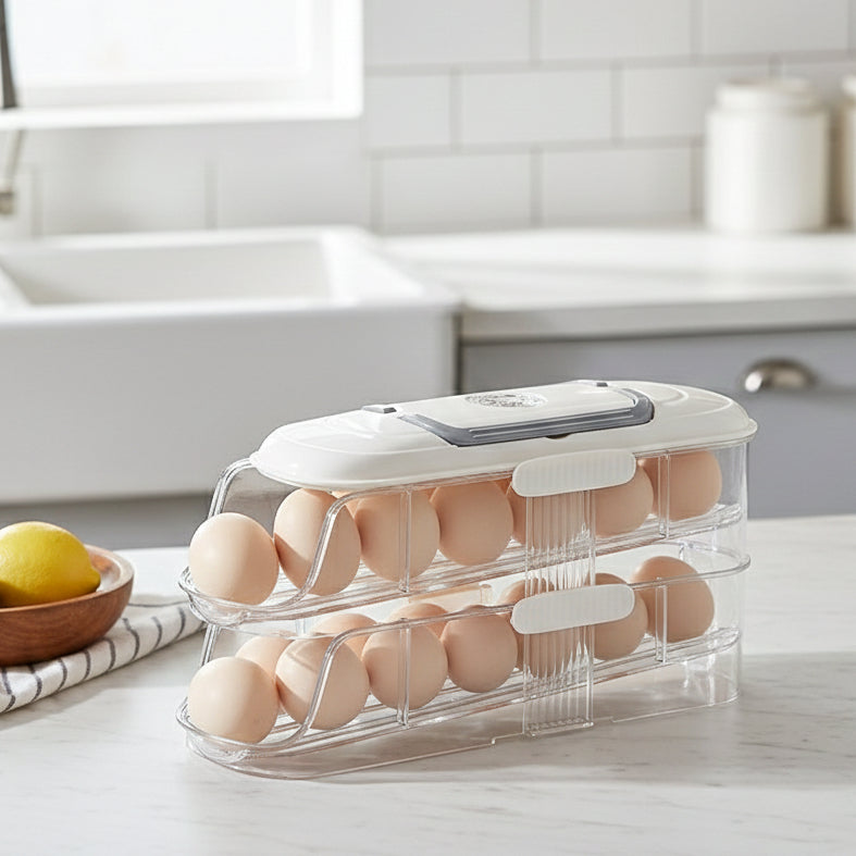 Automatic Rolling Egg Dispenser with Freshness Timer