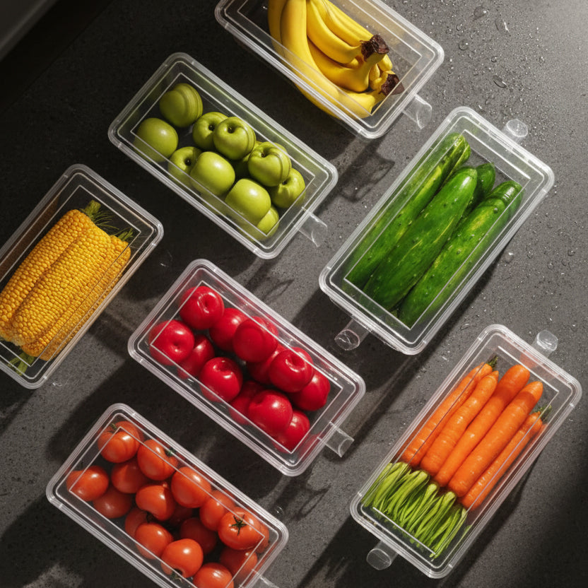 Clear Refrigerator Organizer Bin with Handle