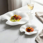 Artistic Lotus Leaf Shaped Ceramic Deep Plate